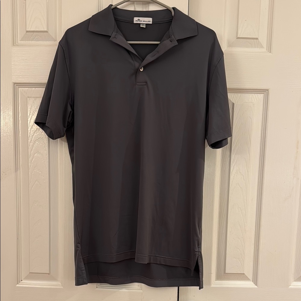 Peter Millar Gray Polo Shirt with Classic Collar and Short Sleeves